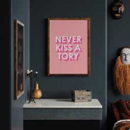 Never Kiss A Tory Print Retro Groovy Feminist Wall Art - thumbnail 3