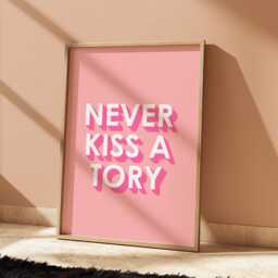Never Kiss A Tory Print Retro Groovy Feminist Wall Art - thumbnail 1