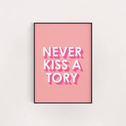 Never Kiss A Tory Print Retro Groovy Feminist Wall Art - thumbnail 2