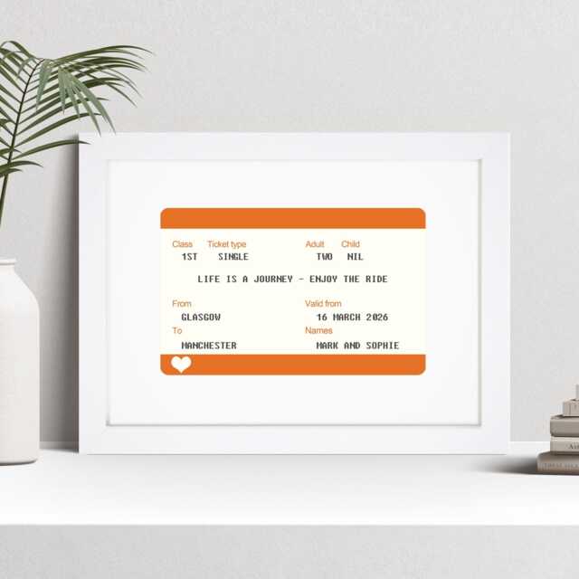 Personalised Train Ticket Print - Custom Anniversary, Valentines Wall Art - image 1