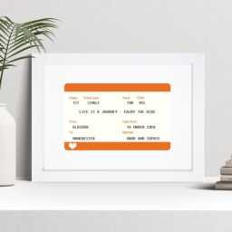 Personalised Train Ticket Print - Custom Anniversary, Valentines Wall Art - thumbnail 1