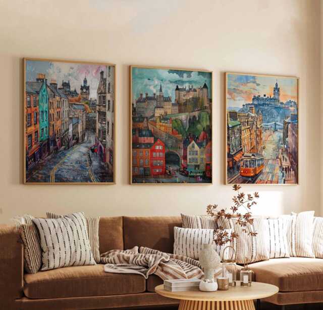 Set Of 3 Edinburgh Posters, Scotland Travel Prints, Wall Art Set, Historic City Poster Home Decor Gift Idea - image 1