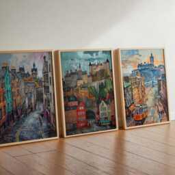 Set Of 3 Edinburgh Posters, Scotland Travel Prints, Wall Art Set, Historic City Poster Home Decor Gift Idea - thumbnail 2