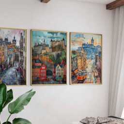Set Of 3 Edinburgh Posters, Scotland Travel Prints, Wall Art Set, Historic City Poster Home Decor Gift Idea - thumbnail 3