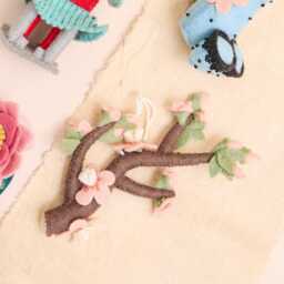 Sakura Cherry Blossoms Branch Ornament, Handmade Felt Spring Decor, Japanese Flower Keepsake, Soft Floral Tree Gift Ornament - thumbnail 3