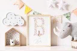 Personalized Baby Girl Birth Stats Print Floral Letter Nursery Decor - thumbnail 1