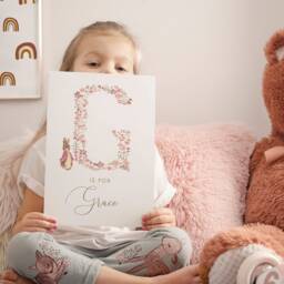 Personalized Baby Girl Birth Stats Print Floral Letter Nursery Decor - thumbnail 2