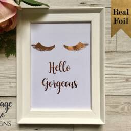 Gorgeous Eyelashes Real Foil Print, Rose Gold Quote Print Art, Girls Wall Bedroom Decor Gift , Home Gift - thumbnail 2
