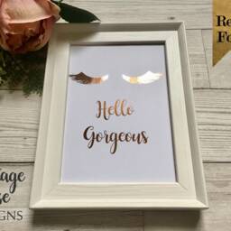 Gorgeous Eyelashes Real Foil Print, Rose Gold Quote Print Art, Girls Wall Bedroom Decor Gift , Home Gift - thumbnail 3