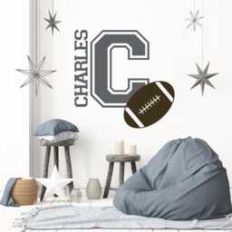 Personalized Football Name Vinyl Decal, Customized Sports Wall Art Decor, Boy Nursery Easy Diy Removable Children Bedroom Sticker - thumbnail 3