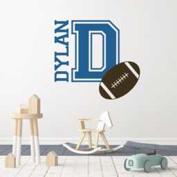 Personalized Football Name Vinyl Decal, Customized Sports Wall Art Decor, Boy Nursery Easy Diy Removable Children Bedroom Sticker - thumbnail 2