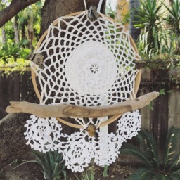 Full Moon Rising Wall Art Handmade, Vintage Lace, Driftwood, Jasper, Magical Art, Witchcraft, Dream Spell, Magick - thumbnail 2