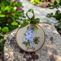 Flower Of The Month, Customizable Gift For Birthdays, 4 Inch Ribbon Embroidery - thumbnail 2