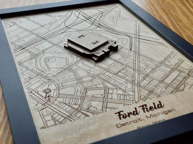 Ford Field Wall Art Laser Engraved Wood, Detroit Lions Gift - image 1