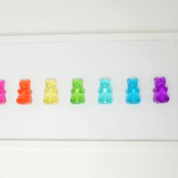 Rainbow Gummy Bear Resin Wall Art 3D Framed Pop Art Contemporary Design - thumbnail 3