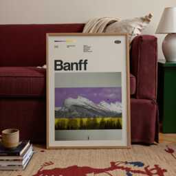 Banff National Park Mid-Century Travel Poster, Abstract Minimalist Art Print, Canada Poster - thumbnail 2
