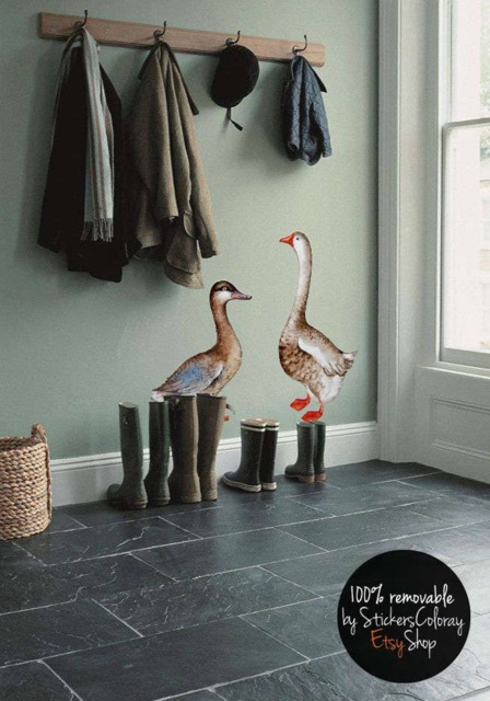 Duck & Goose Wall Sticker, Mallard Decor, Removable Bird Decal, Nature Sticker For Kids, Repositionable, Water Life #3W - image 1