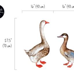 Duck & Goose Wall Sticker, Mallard Decor, Removable Bird Decal, Nature Sticker For Kids, Repositionable, Water Life #3W - thumbnail 2
