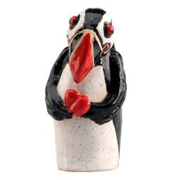 Pondering Shy Puffin Stylised Figurine Holding A Red Heart - thumbnail 3