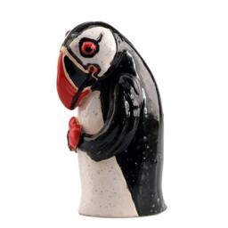 Pondering Shy Puffin Stylised Figurine Holding A Red Heart - thumbnail 2