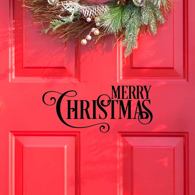 Merry Christmas Front Door Sticker - Vinyl Adhesive Glossy Wall Decal Xmas Decoration - image 1