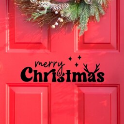 Merry Christmas Front Door Sticker - Vinyl Adhesive Glossy Wall Decal Xmas Decoration - thumbnail 3