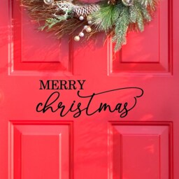 Merry Christmas Front Door Sticker - Vinyl Adhesive Glossy Wall Decal Xmas Decoration - thumbnail 2