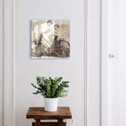 Children & Bicycle Key Cabinet For Home, Beige Industrial Box, Street Art/Graffiti Art, Lovers - thumbnail 1