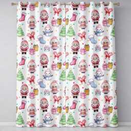 Cute Santa Snowman Gifts Candy Cane Cream Background Seamless Pattern Readymade Eyelet Ring Top Thermal 100% Blackout Curtains - thumbnail 2