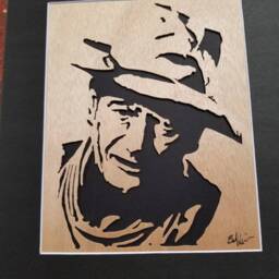 Hand Cut John Wayne Wood Portrait - Scroll Saw Art - thumbnail 2
