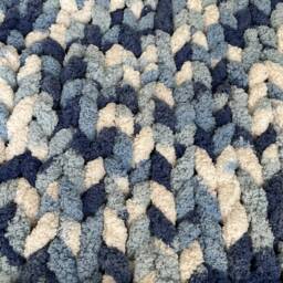 Handmade Blue Multicolor Chunky Knit Blanket Soft Chenille Throw - thumbnail 3