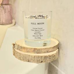 Full Moon Crystal Rose Chakra Candle Citrine Clear Crystal Quartz 8Oz Vegan Cruelty Free Soy Positive Vibes - thumbnail 2