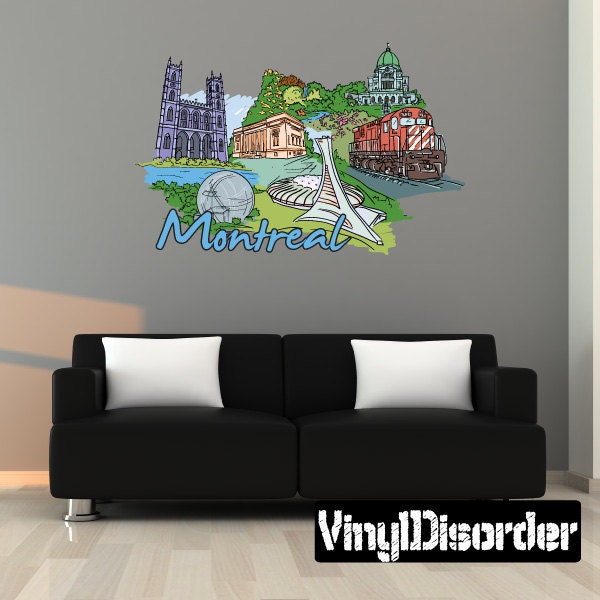 Famous City Montreal Wall Decal - Fabric Vinyl Removable & Reusable Famouscityuscolor047Et