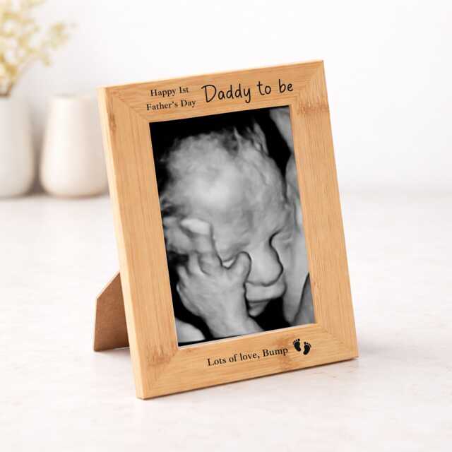 Bamboo Happy 1st Father's Day Daddy Photo Frame - Engraved Keepsake Gift From Bump - image 1