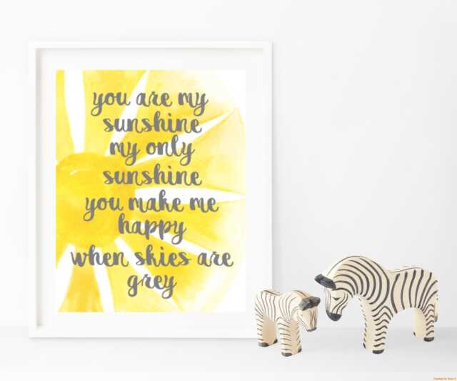 You Are My Sunshine Only - Print Nursery Unframed