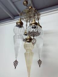 5 Glass Chandelier Lamp, Chandelier Light, Morocco Light, Morocco Lighting, Turkish Light, Morocco Lamp, Morocco Lantern, Turkey Lamp, Turkey Light