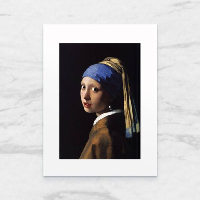 Photo Art Print With Passe-Partout Girl A Pearl Earring By Johannes Vermeer 18x24 cm - image 1