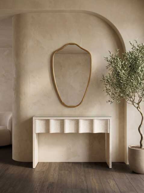 Handmade Brass Mirror - Italien Style Shield Vanity Decor - image 1