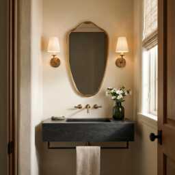 Handmade Brass Mirror - Italien Style Shield Vanity Decor - thumbnail 3