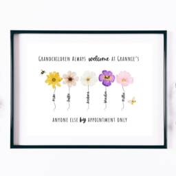 Personalized Birth Flower Print, Grandma's Garden Wall Art, Grandkid Gift - thumbnail 2