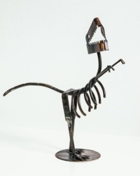 Hand Forged T-Rex Sculpture Stands 11 In. Tall By 11.5 in Long Great Dinosaur Gift & Decoration With Free Shipping - thumbnail 1
