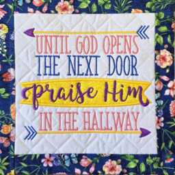 Christian Wall Hanging - Until God Opens The Next Door Praise Him in The Hallway - thumbnail 2