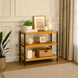3 Tier Bamboo Shoe Rack - Wooden Storage Shelf For 12 Pairs - thumbnail 1
