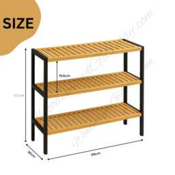 3 Tier Bamboo Shoe Rack - Wooden Storage Shelf For 12 Pairs - thumbnail 4