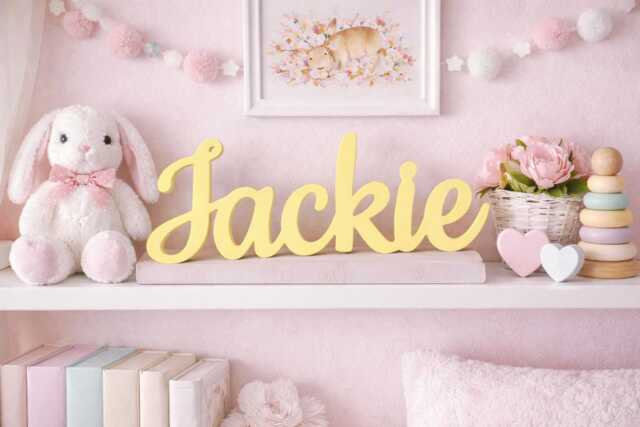 Custom Nursery Name Sign - Personalized Kids Decor Minimal Baby Room Wall Or Shelf - image 1