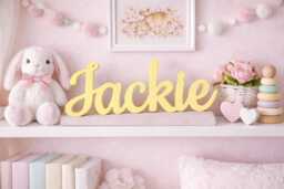 Custom Nursery Name Sign - Personalized Kids Decor Minimal Baby Room Wall Or Shelf - thumbnail 1