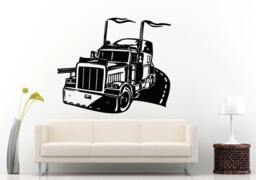 Semi Truck Heavy Duty Eighteen 18 Wheeler On The High Way Interstate Road Wall Decal Vinyl Sticker Mural Room Decor L822 - thumbnail 1
