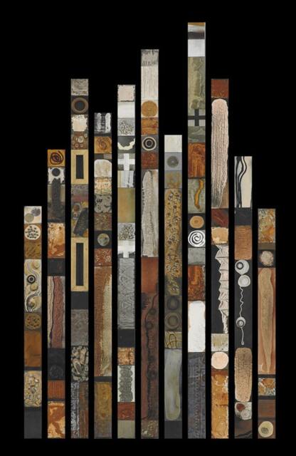 Sale Recycled Wood Metal Lg Wall D??cor Collages Art Pole Abstract Sculpture Totem Panels 6Ft X 3 - image 1