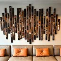 Sale Recycled Wood Metal Lg Wall D??cor Collages Art Pole Abstract Sculpture Totem Panels 6Ft X 3 - thumbnail 4