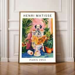 Quirky Dog Bathroom Wall Poster Dalmatian Art Print Inspired By Matisse Funny Guest Mailed Gift For Lovers, Physical Print - thumbnail 1